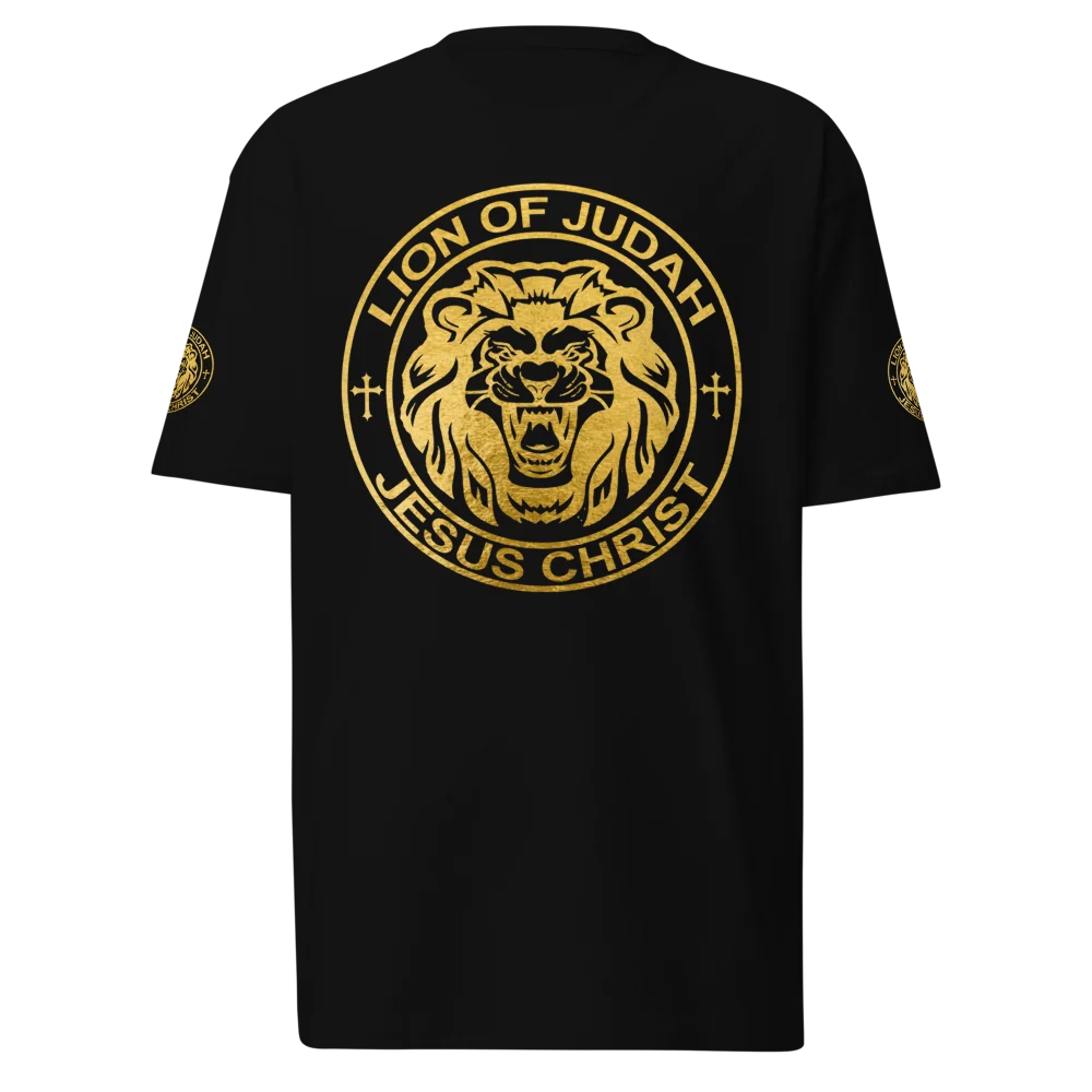 Lion of Judah black Christian T-shirt - front view
