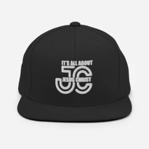 It's All About Jesus Christ embroidered black snapback hat