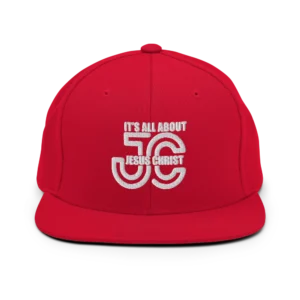 It's All About Jesus Christ embroidered red snapback hat