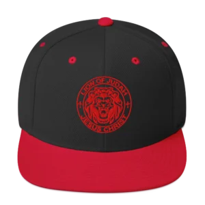 Lion of Judah Jesus Christ embroidered black and red snapback hat