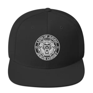 Lion of Judah Jesus Christ embroidered black snapback hat