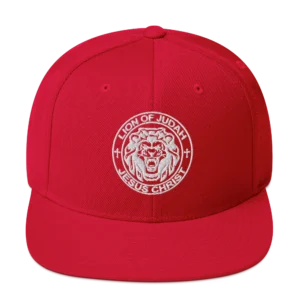 Lion of Judah Jesus Christ embroidered red snapback hat