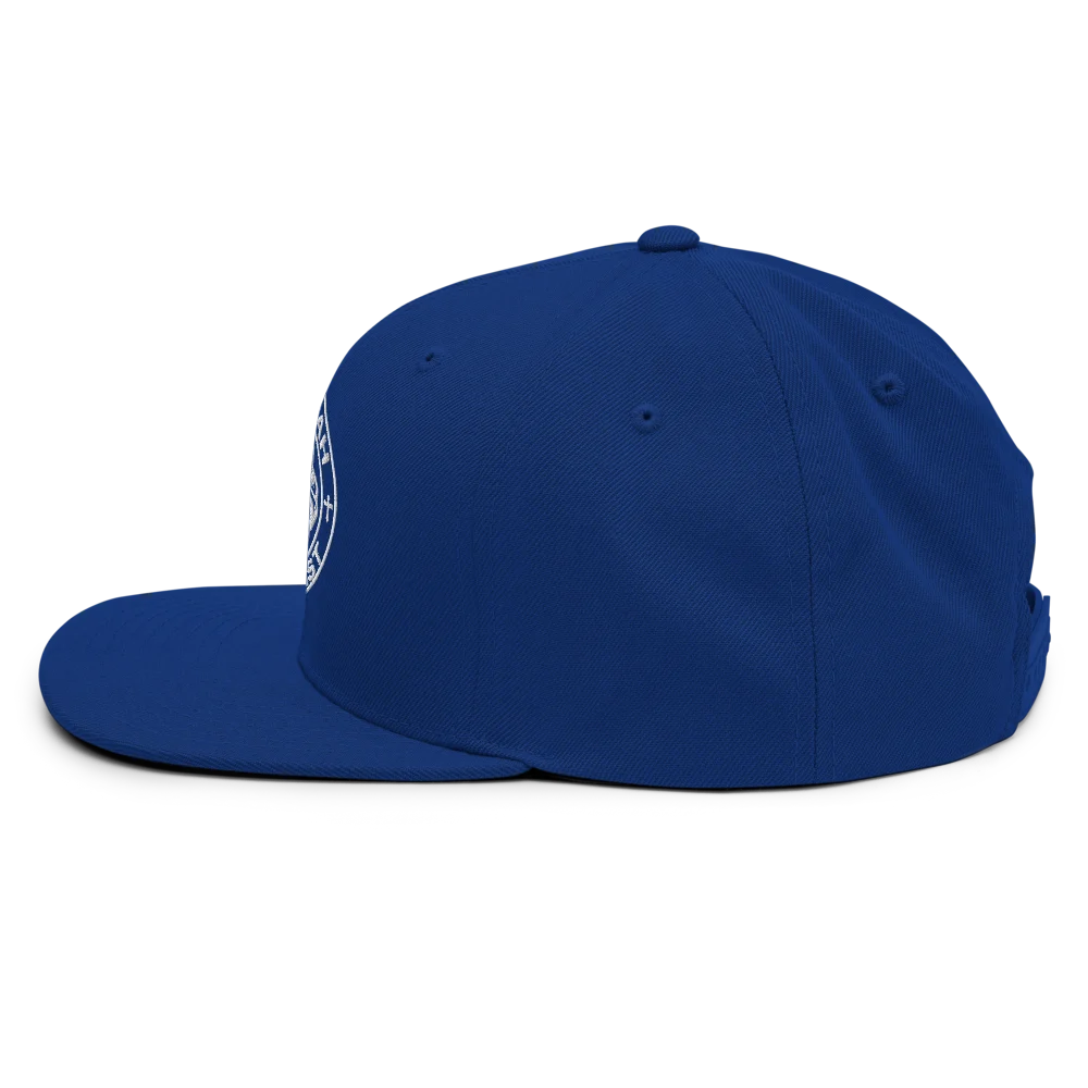 Lion of Judah Jesus Christ royal blue snapback hat - left side view